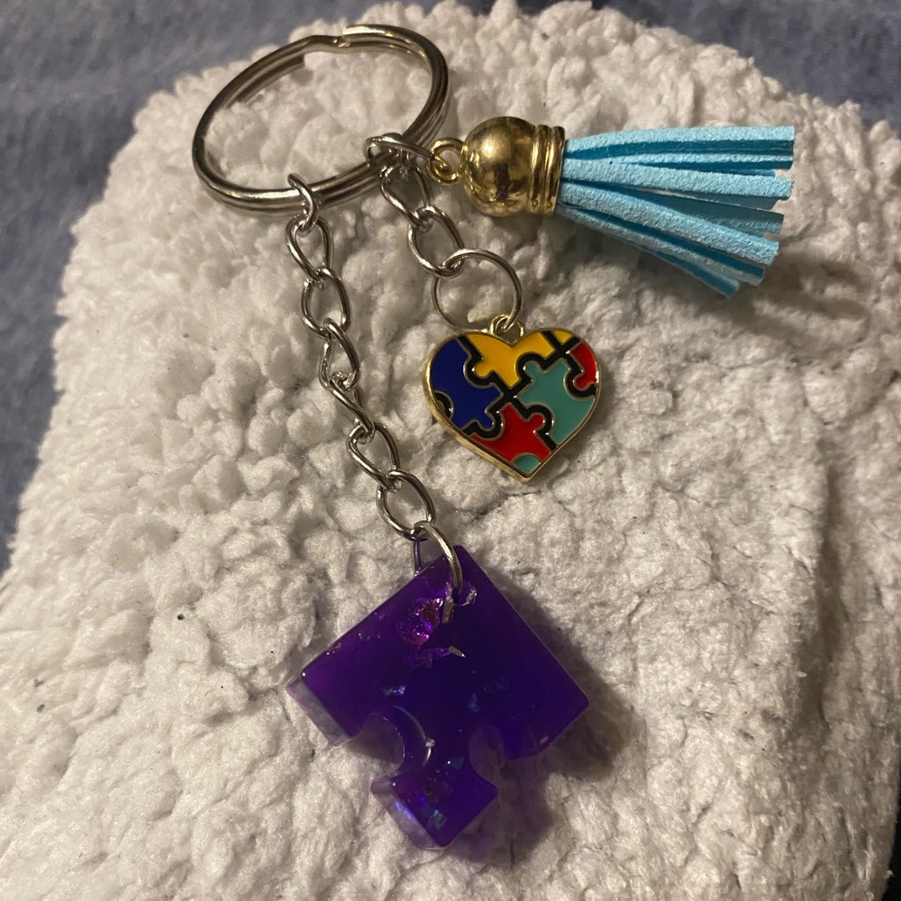 Autism awareness keychain in purple
